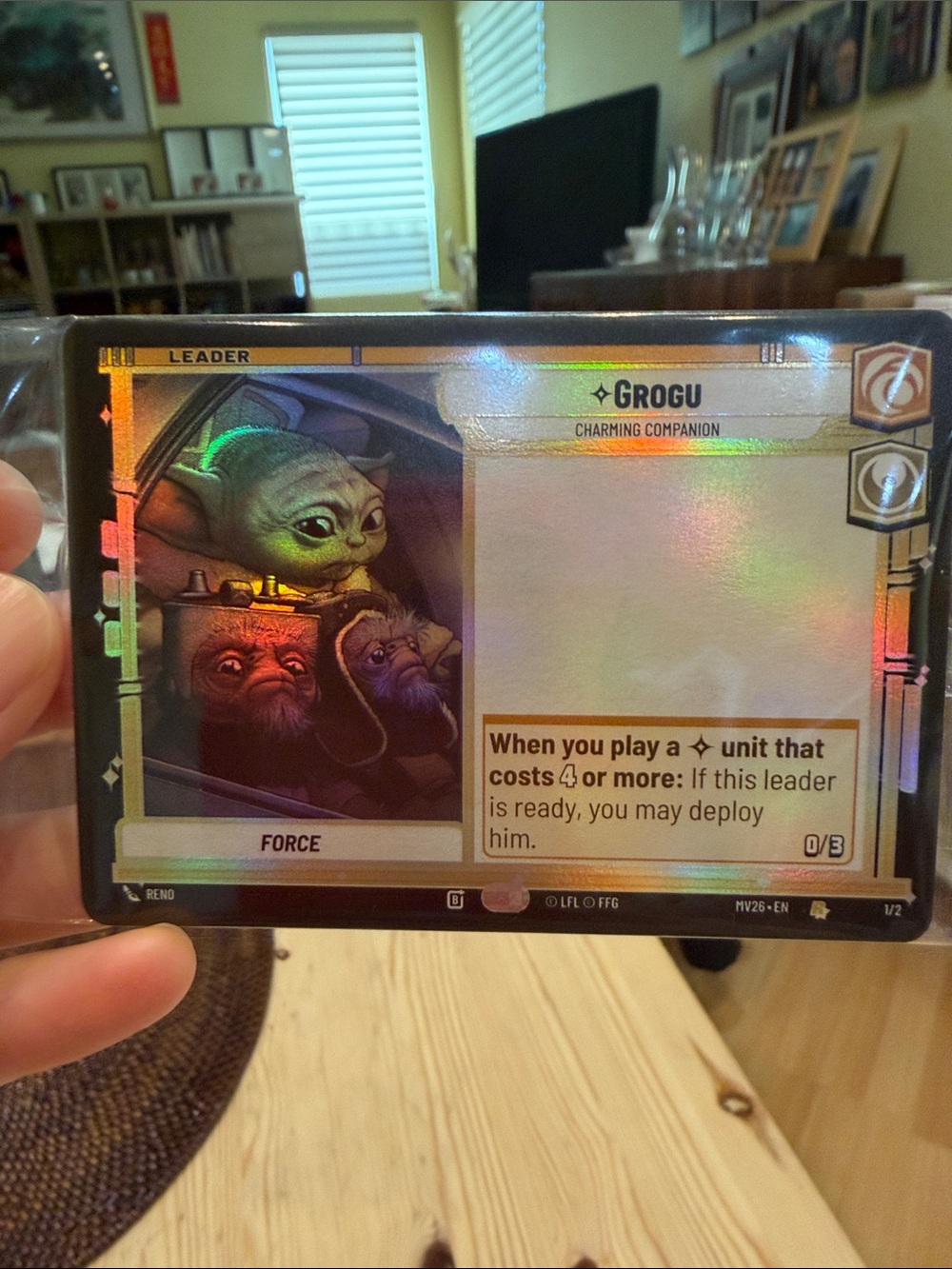 2 Star Wars Grogu Holographic Game Card - Green, Black